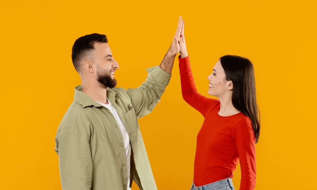 Young couple expressing consent